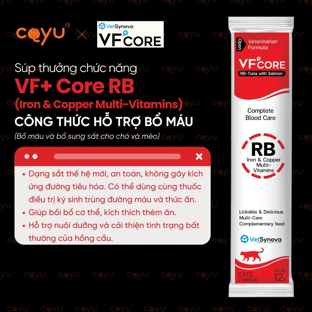 Combo - Súp Thưởng Chức Năng Vetsynova VF+ Core - RB - Hỗ Trợ Bổ Máu & Bổ Sung Sắt - Coyu