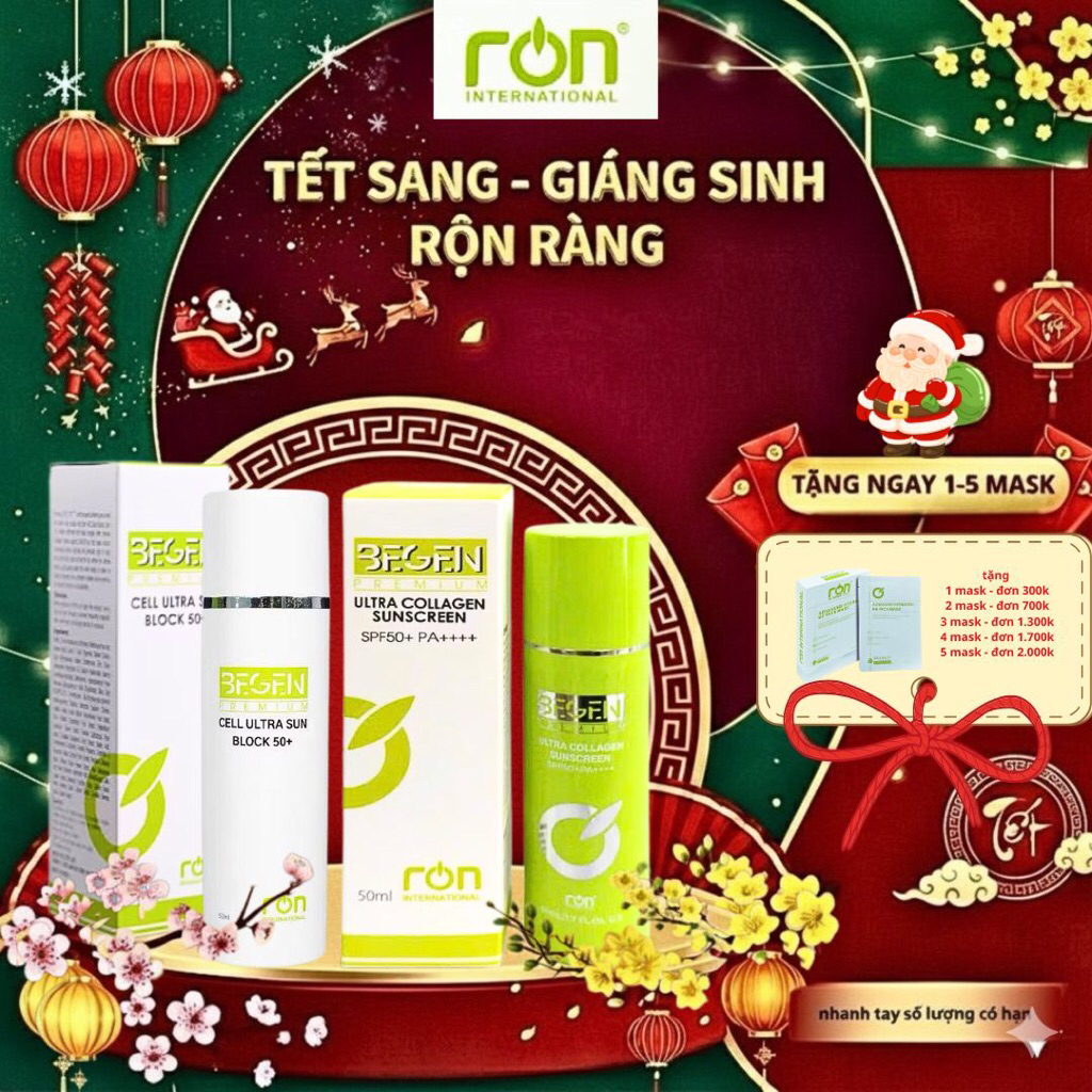 Kem Chống Nắng Tế Bào Gốc Ron Begen Premium Block 50+ / Mẫu mới nhất Ultra Collagen Sunscreen 50+ (5
