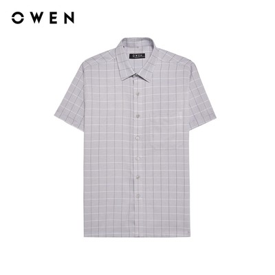 Owen - Áo sơ mi ngắn tay Body Fit AB255041NT màu Xám chất liệu Nano