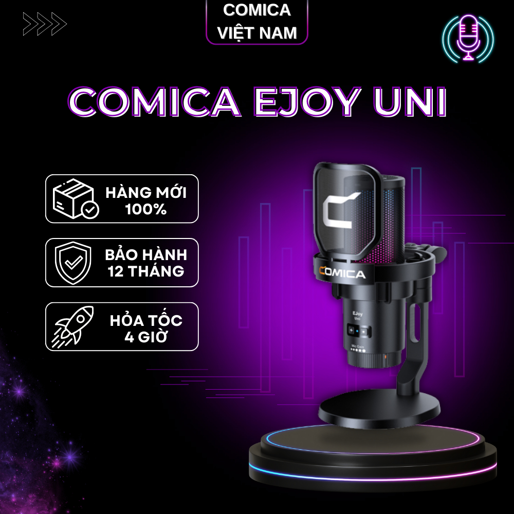 COMICA EJOY UNI - Mic Thu Âm Cổng USB, Hiệu Ứng Đèn Đổi Màu RGB - Bảo Hành 12 Tháng