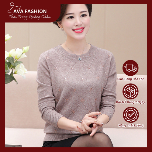 Áo Len Mỏng Cho Nữ Trung Niên Mặc Hằng Ngày  AL70 - Hàng Quảng Châu Cao Cấp