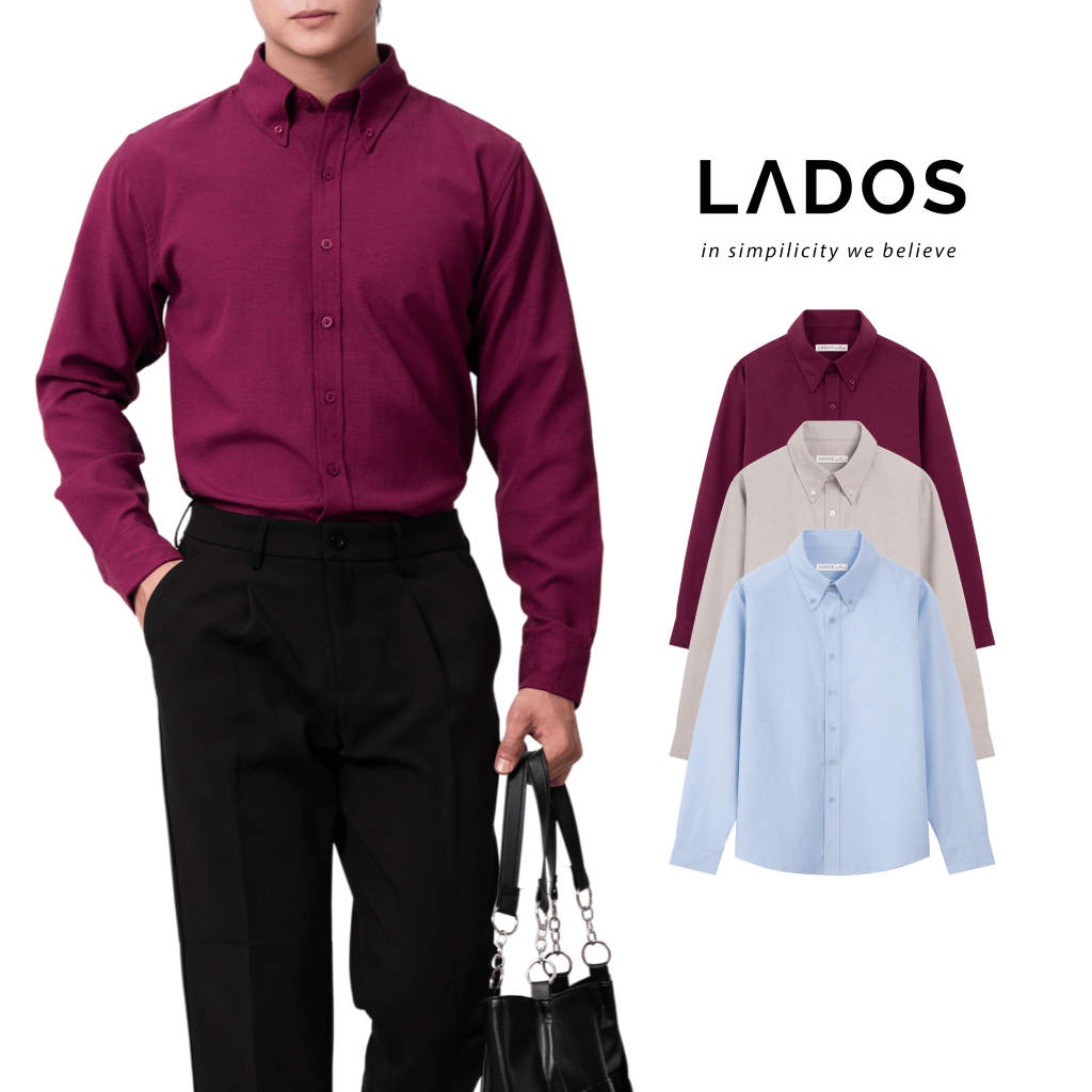 Áo Sơ Mi Nam Cài Nút Cổ Màu Trơn LADOS-18194 Form Regular, Sơ Mi Công Sở Oxford Mềm Mát Hút Mồ Hôi