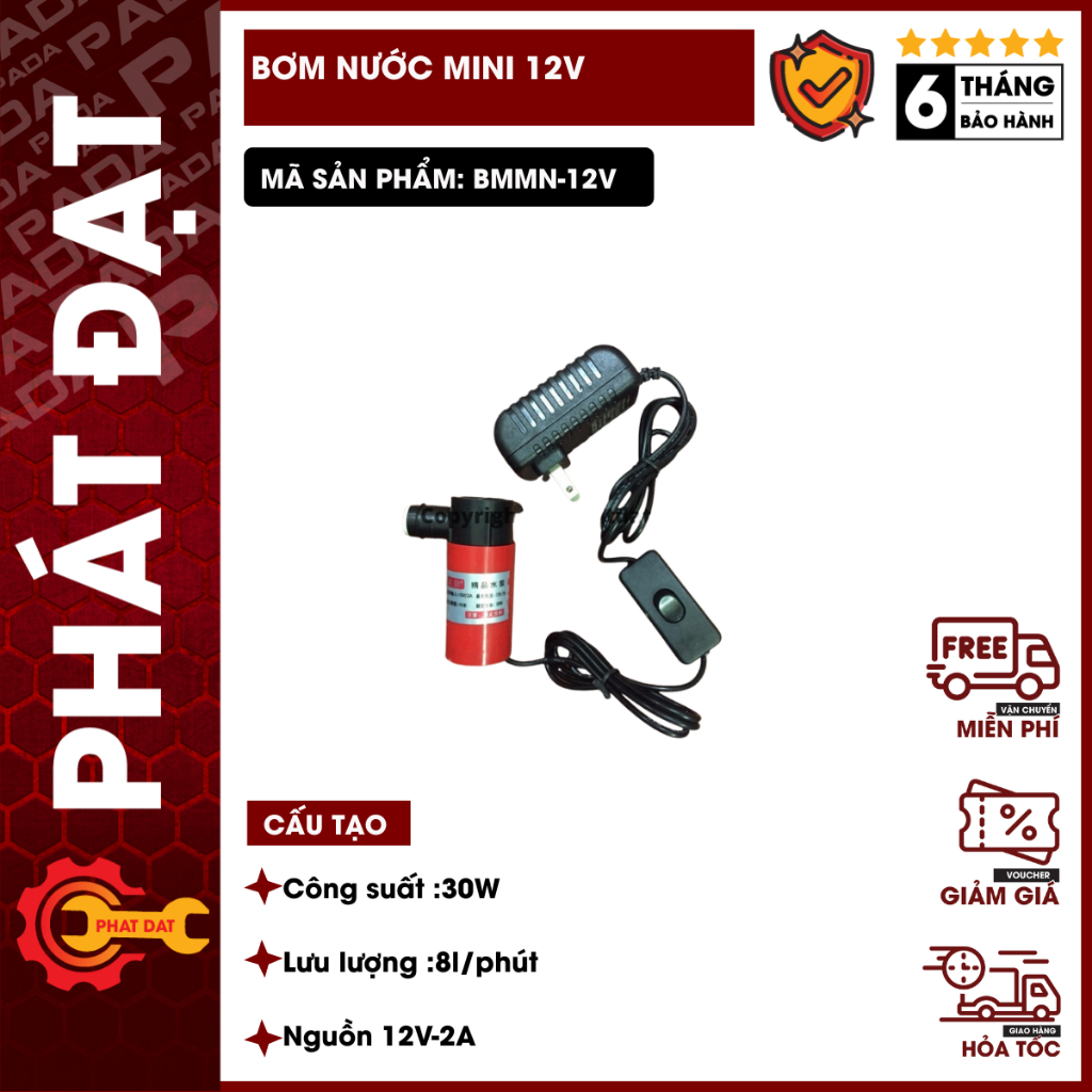 Bơm Nước Mini 12v Cho Máy Cắt Rãnh Tường Bơm Nước Mini Bể Cá Hồ Cá Bơm Mạnh Lưu Lượng Khỏe