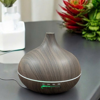   COMBO MÁY XÔNG + TINH DẦU Máy Xông Tinh Dầu LUMERA 550ml - Vân Gỗ Đèn LED 7 Màu Remote 