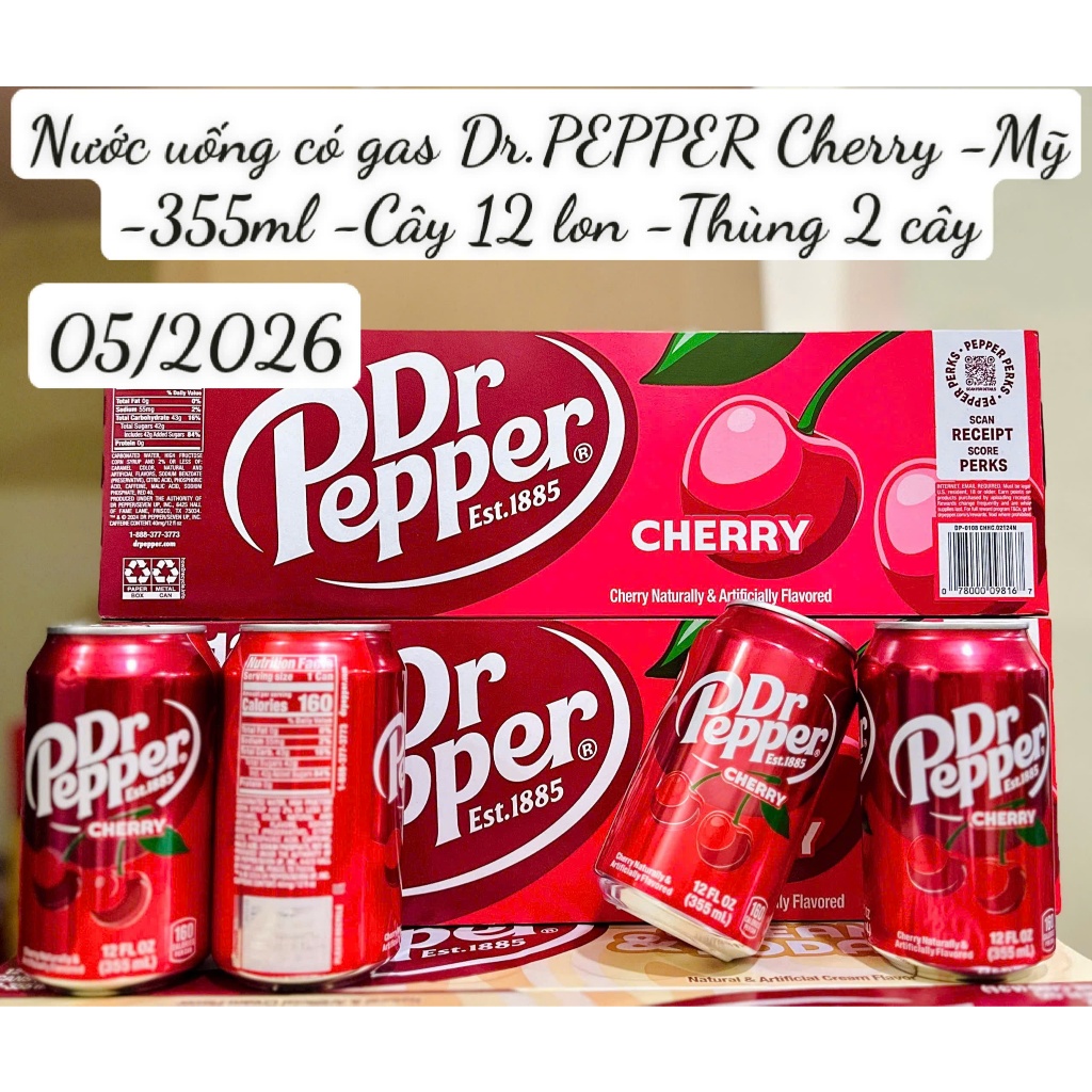 Nước ngọt Mỹ DR PEPPER Est.1885 - thùng 12 lon
