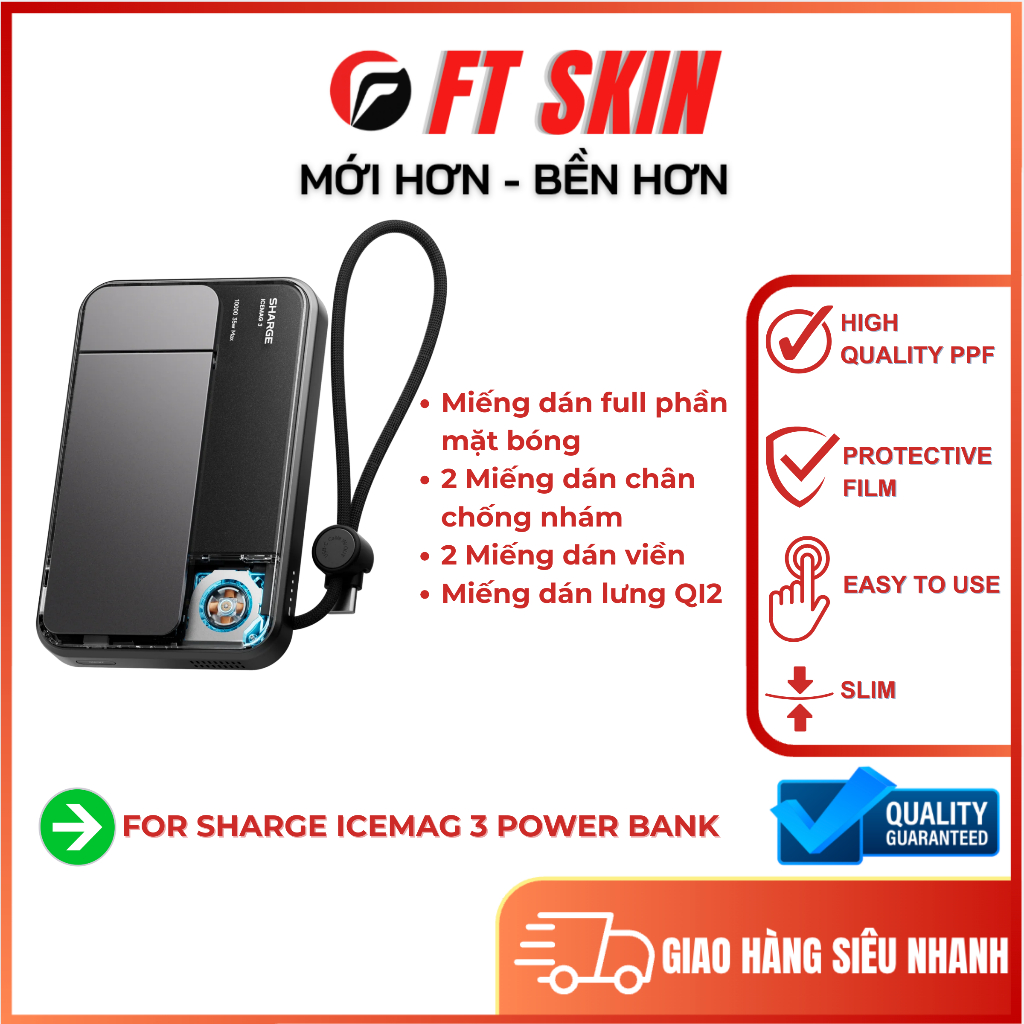 Miếng dán PPF sạc dự phòng Sharge ICEMAG 3 chống trầy xước, bền bỉ -  FT skin