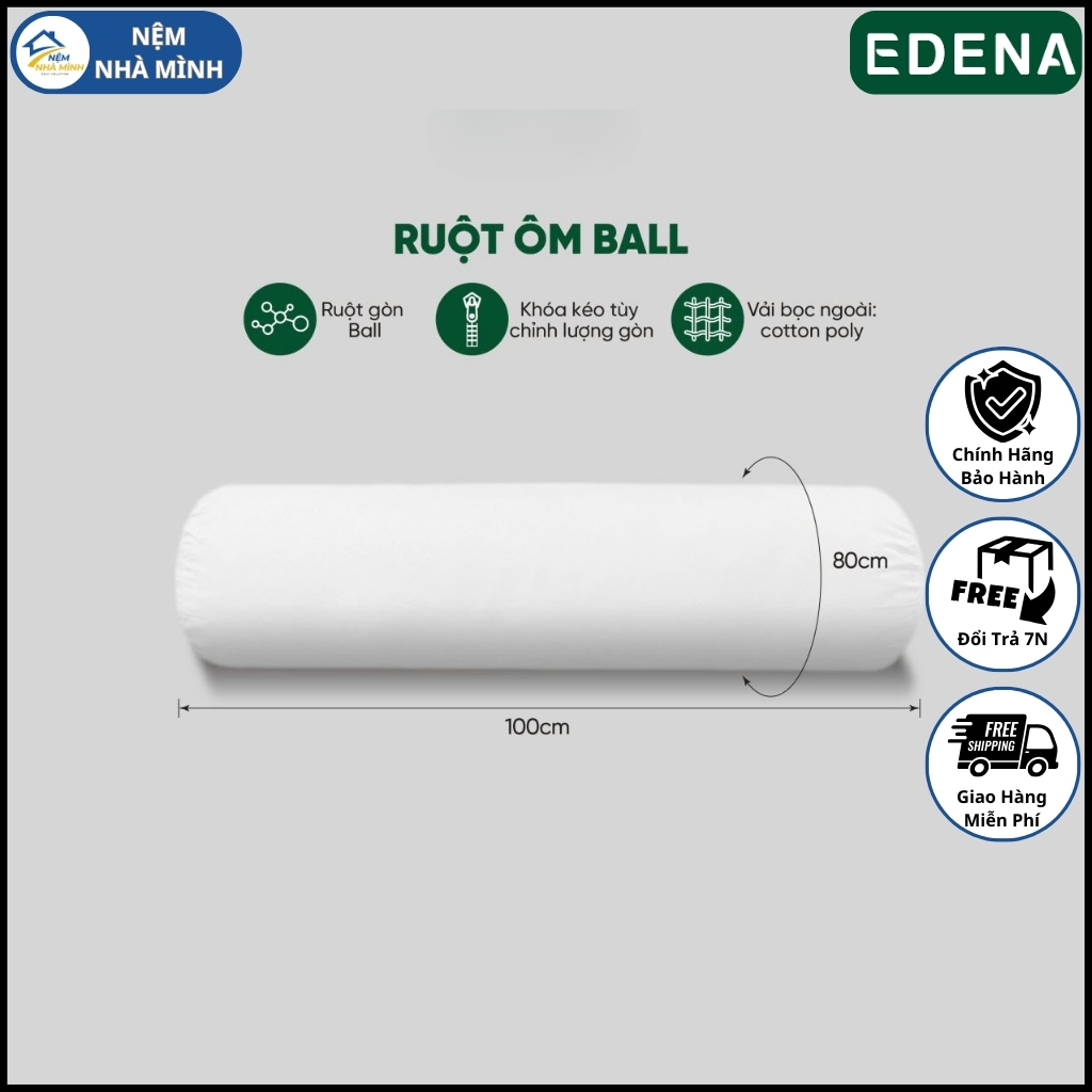 Ruột gối ôm gòn Ball Edena 80x100cm - Chính Hãng , Mềm Mại
