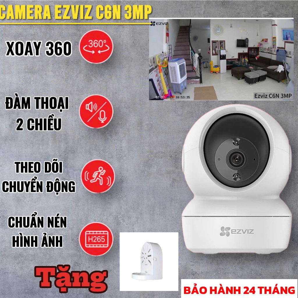 (QUÀ TẶNG đon cam+ thẻ)Camera wifi Trong Nhà Ezviz C6N PRO 3MP Màu Đêm,Có Nút Gọi,Hỗ Trợ Đàm Thoại