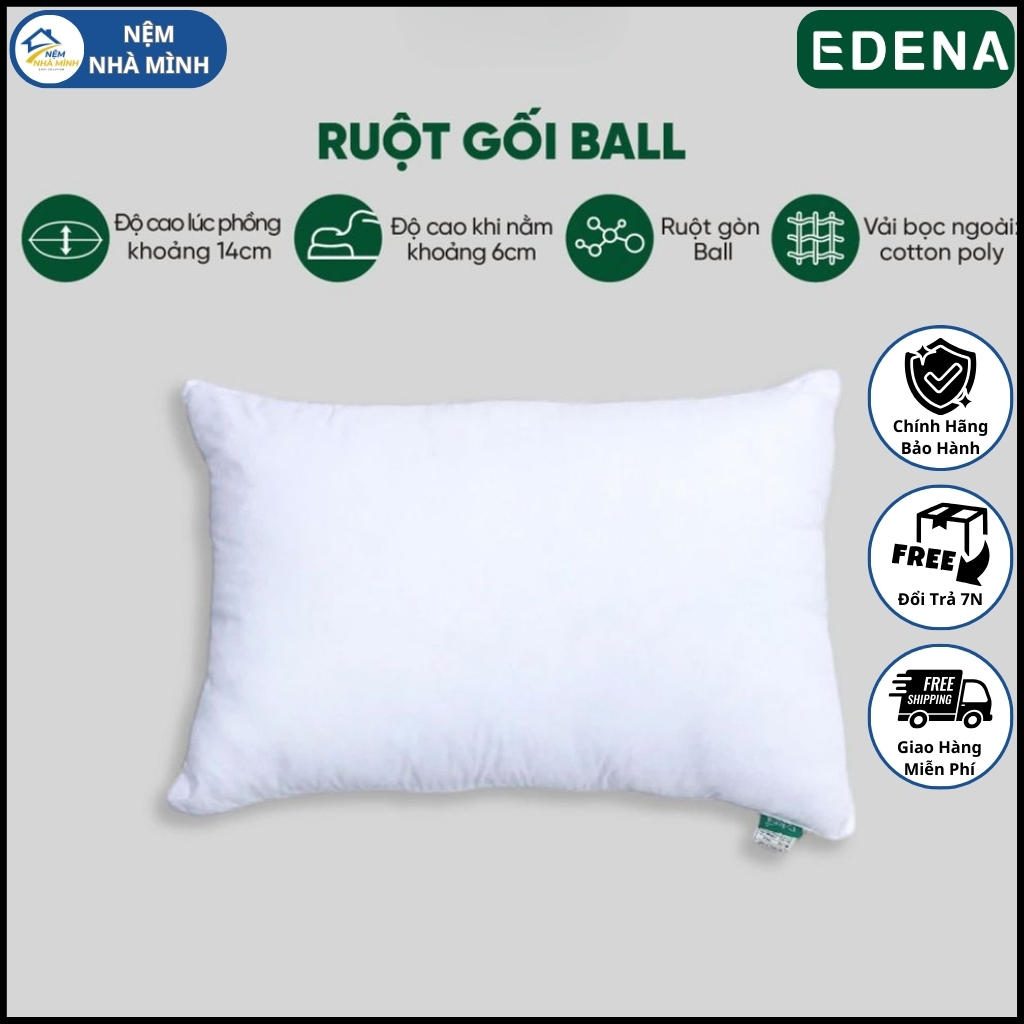 Ruột Gối Ball EDENA, Ruột Gối Hơi, Ruột Gối Gòn Bi 45x65cm - Hàng Chính Hãng