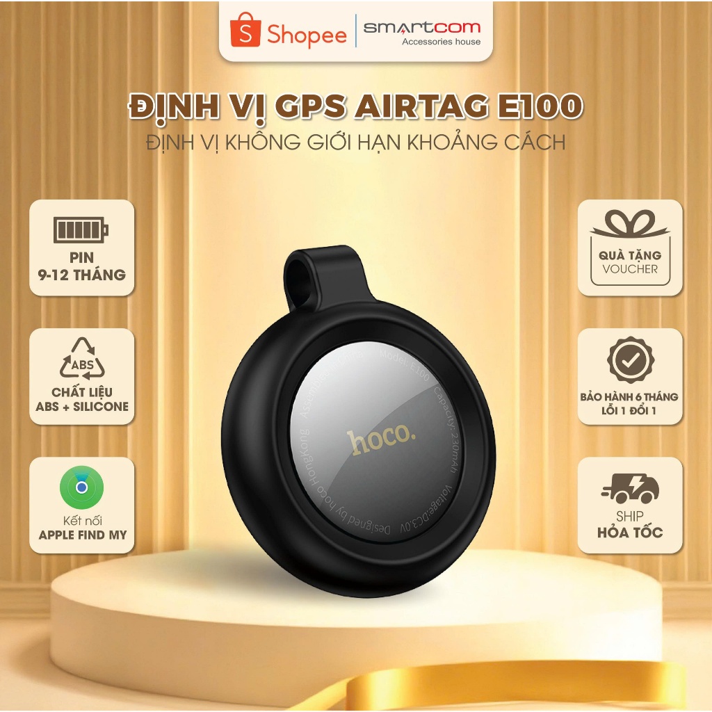 Thiết bị định vị Airtag chính hãng HOCO E100 , kết nối chính xác pin bền - tương thích với Apple Fin