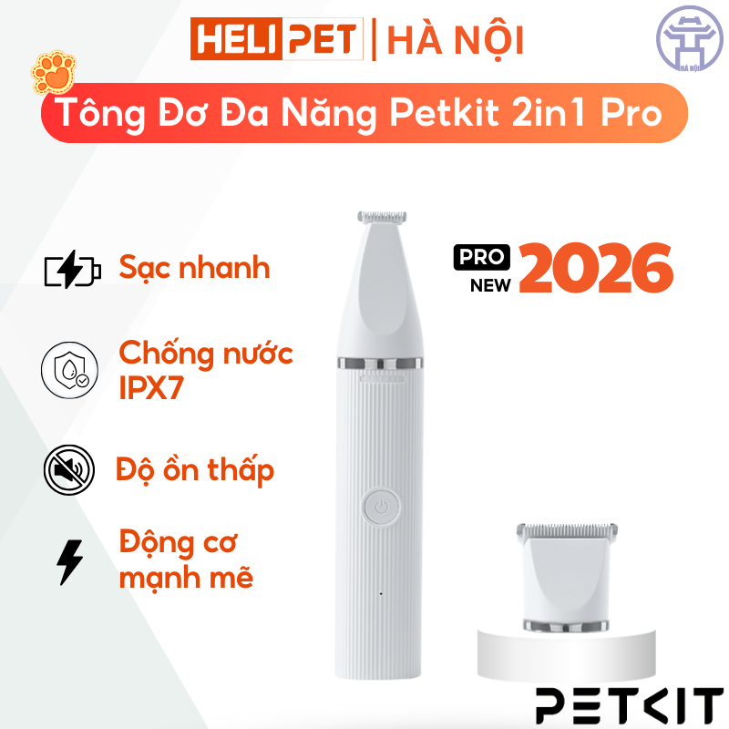 Tông Đơ, Máy Cắt Tỉa Lông Chó Mèo 2 Chức Năng Petkit PRO 2026