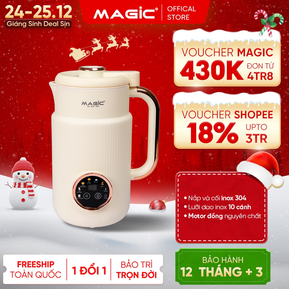  Máy Làm Sữa Hạt Magic A-97 Nắp & Cối Inox 304 Dao 10 Cánh Xay Nhuyễn 6 Chức Năng BH 12 Tháng 
