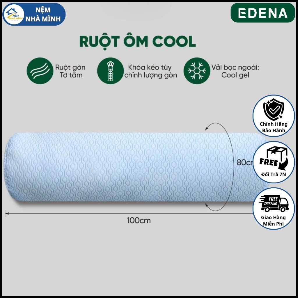 Ruột Gối Ôm Cool EDENA 80x100cm - Hàng Chính Hãng, Cao Cấp
