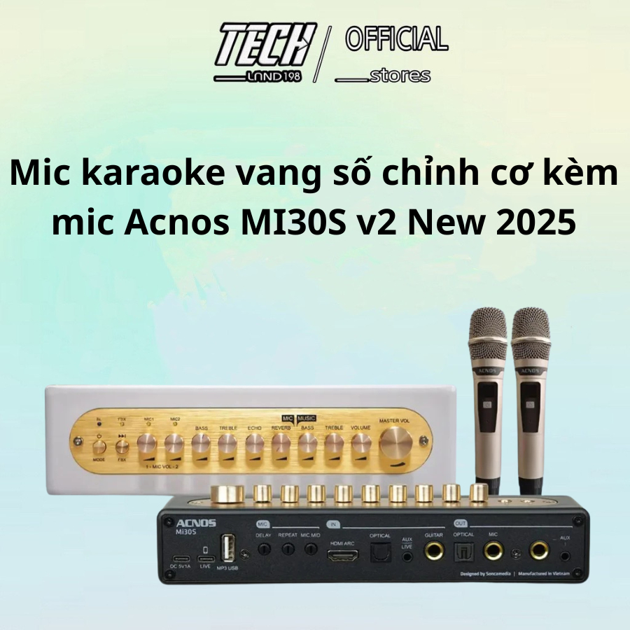 Mic karaoke vang số chỉnh cơ kèm mic Acnos MI30S v2 New 2024 FM và Livestream - Hàng chính hãng