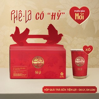   Phiên Bản Hỷ  Hộp Quà Trà Sữa Tiện Lợi Phê La - Set quà hộp 06 ly - 04 vị 