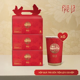   COMBO 03  Phiên bản Hỷ - Hộp Quà Trà Sữa Tiện Lợi - Hộp 06 ly 04 loại 