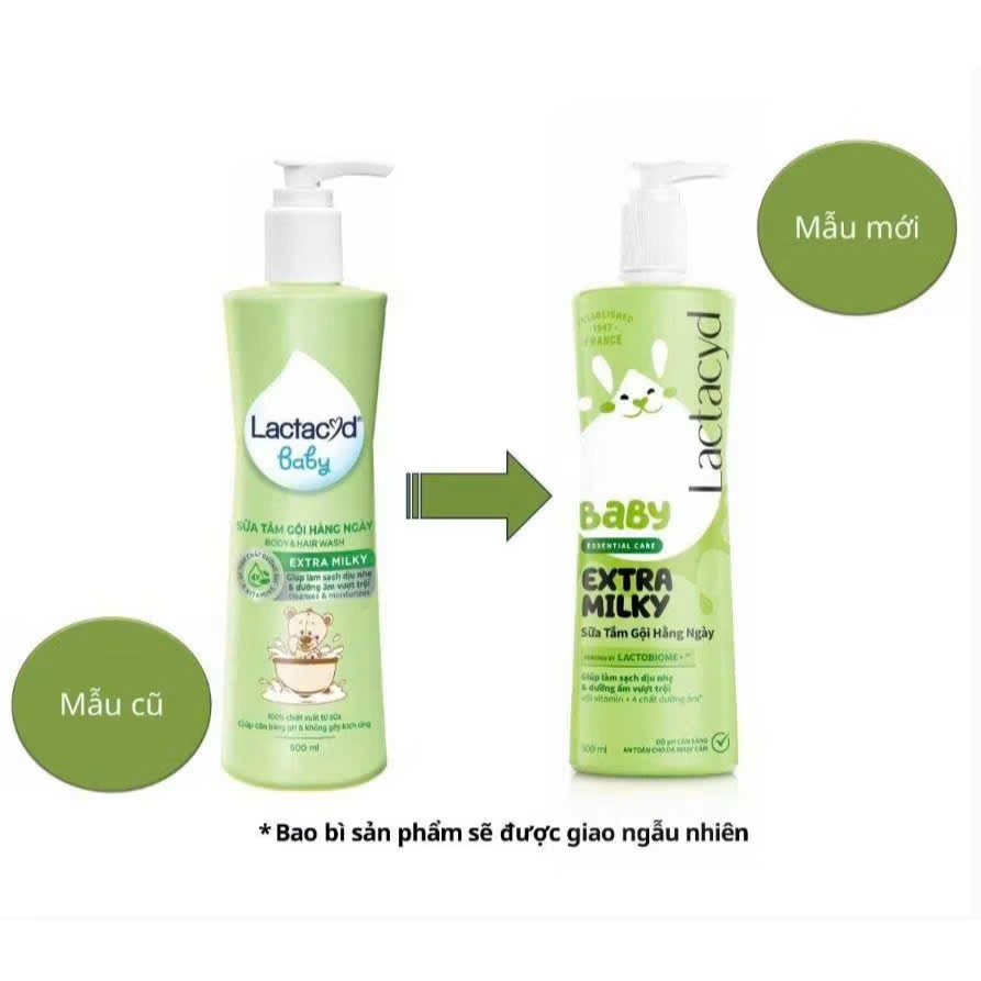 Sữa Tắm Gội Trẻ Em Lactacyd Baby Extra Milky Lành Tính Dịu Nhẹ Cho Trẻ Từ Sơ Sinh Chai 250ml Giao cả mẫu mới và mẫu cũ