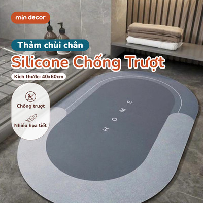 Thảm Chùi Chân Silicone Chống Trượt Mịn Decor , Thảm Nhà Tắm Chống Trượt,Thấm Hút Tốt, Nhanh Khô