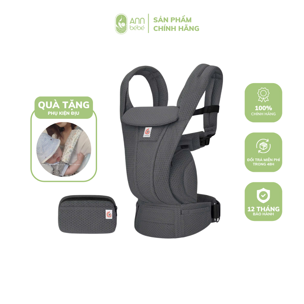 [CHÍNH HÃNG] Địu Em Bé Trợ Lực Thoáng Mát ERGOBABY OMNI DELUXE- Màu GRAPHITE GREY | ANNBEBE