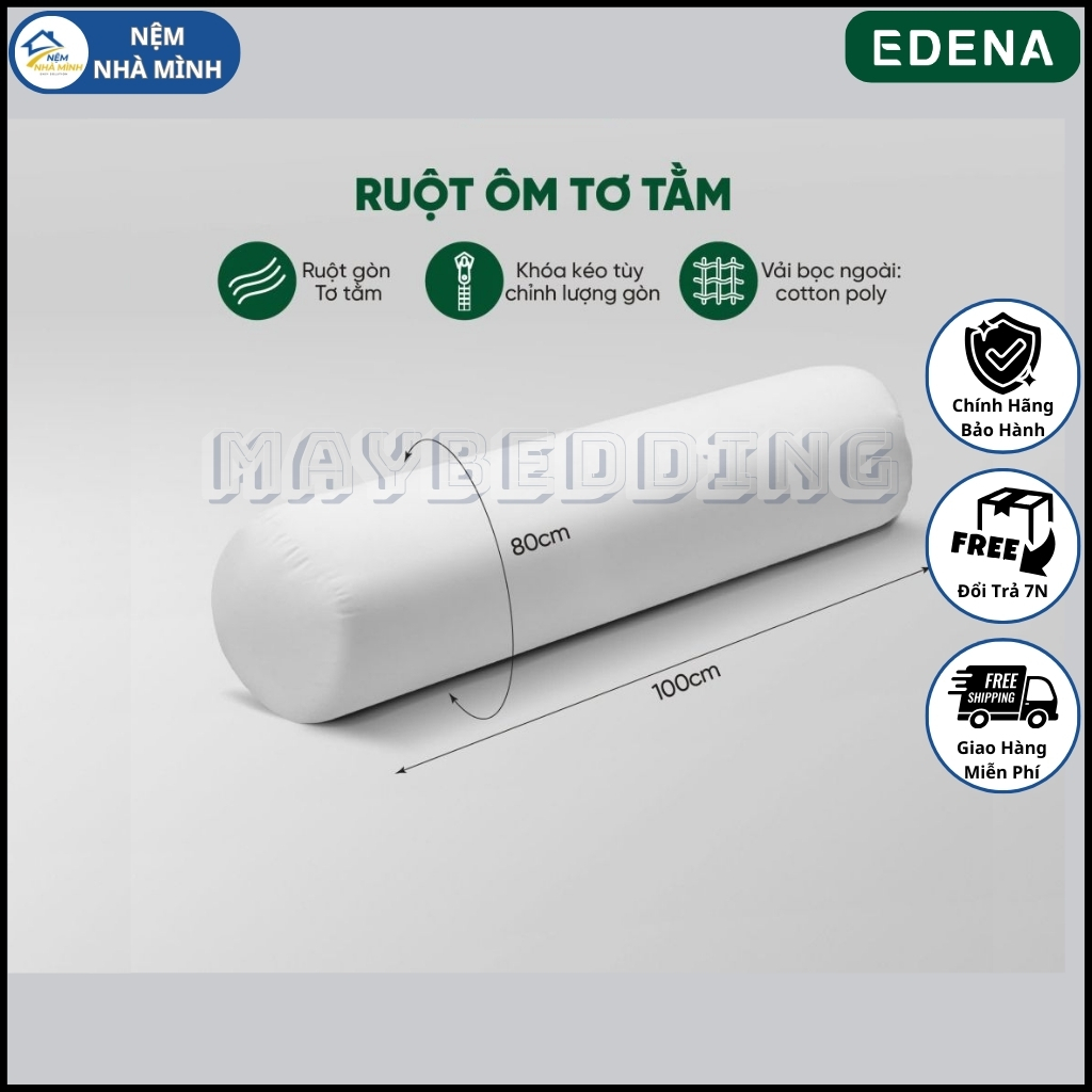 Ruột gối ôm Tơ Tằm Edena - Hàng Chính Hãng (80x100cm)