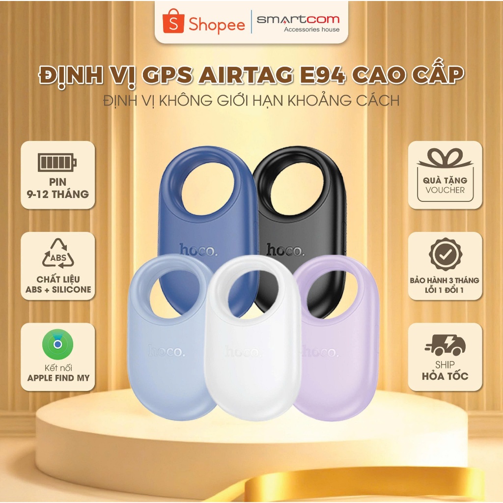 Thiết bị định vị Airtag chính hãng HOCO E94, kết nối chính xác pin bền - tương thích với Apple Find 