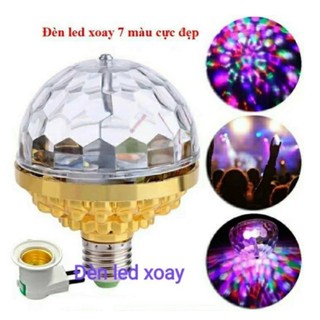 Đèn led xoay 360 độ, 7 màu vũ trường nháy chớp theo nhạc bay phòng sân khấu hiệu ứng, kiểu đui xoáy E27