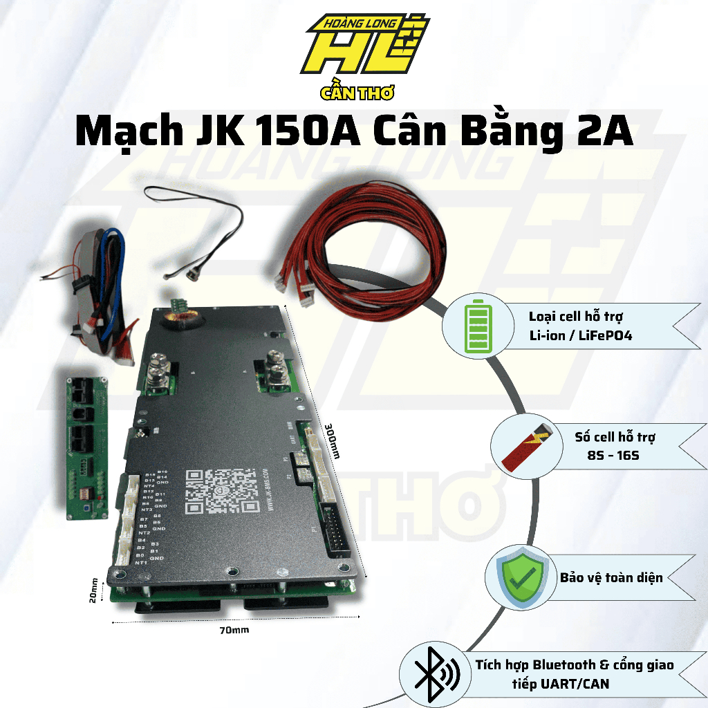 Mạch BMS JK 8S-16S 150A Cân Bằng Chủ Động 2A - Chuyên Dụng Năng Lượng Mặt Trời & Xe Nâng Điện