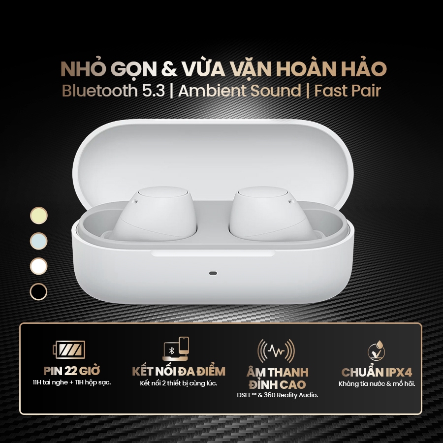 Tai nghe Bluetooth Sony WF-C510 pin 22h, kết nối đa điểm, chống nước IPX4, âm thanh 360 độ | BigBuy360 - bigbuy360.vn