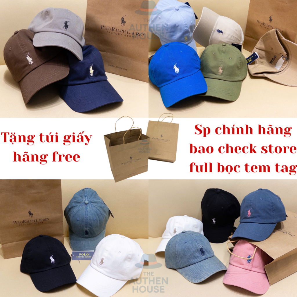 [AUTH] Nón/ Mũ Polo Ngựa basic chính hãng, full detial thêu, unisex, form cạn, full tem tag túi giấy, no check code.