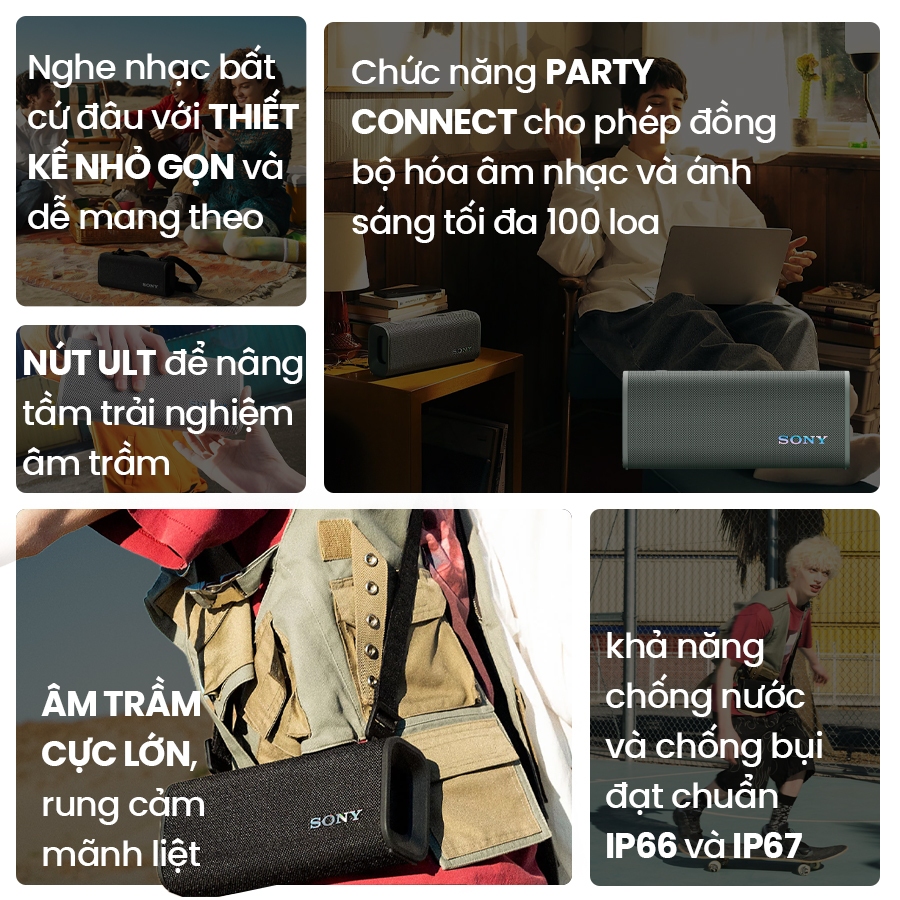 Loa bluetooth bass mạnh Sony ULT FIELD 3 SRS-ULT30 chống nước IP67, pin 24 giờ, sạc nhanh | BigBuy360 - bigbuy360.vn