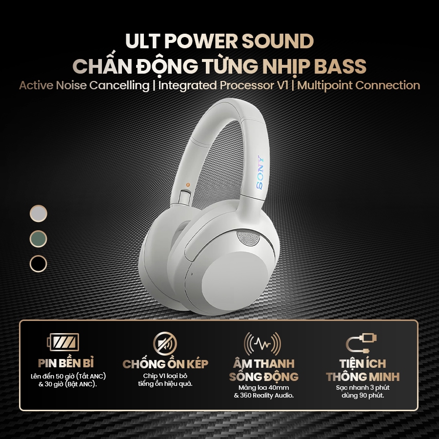 Tai nghe bluetooth chụp tai Sony WH-ULT900N chống ồn chủ động, pin 50h, âm bass mạnh mẽ | BigBuy360 - bigbuy360.vn