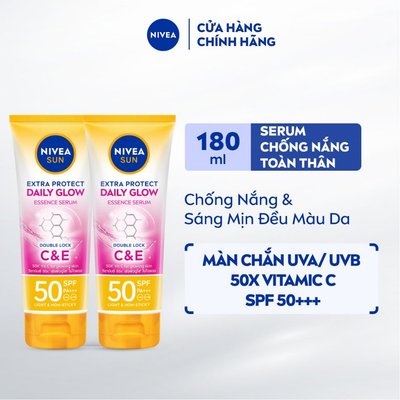 Combo 2 Tinh Chất Chống Nắng Dưỡng Thể NIVEA SPF50 PA+++ 180ml - Sáng Mịn Đều Màu/ Dưỡng Ẩm Chuyên Sâu - 86092/86090
