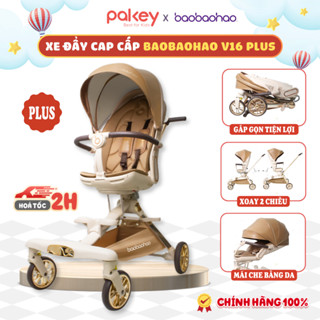   Có Hỏa tốc  Xe Đẩy Cho Bé Mẫu Cải Tiến MỚI Nhất Baobaohao V16 Plus Xe Đẩy Gấp Gọn Du Lịch Có Mái Che Bánh Xe EVA Êm Ái 