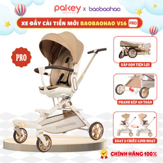   NEW  Xe Đẩy Cho Bé Baobaohao V16 PRO Bản Mới Xe Đẩy Cho Bé Gấp Gọn Cao Cấp Đảo 2 Chiều Bánh Xe Di Chuyển 360 Độ 