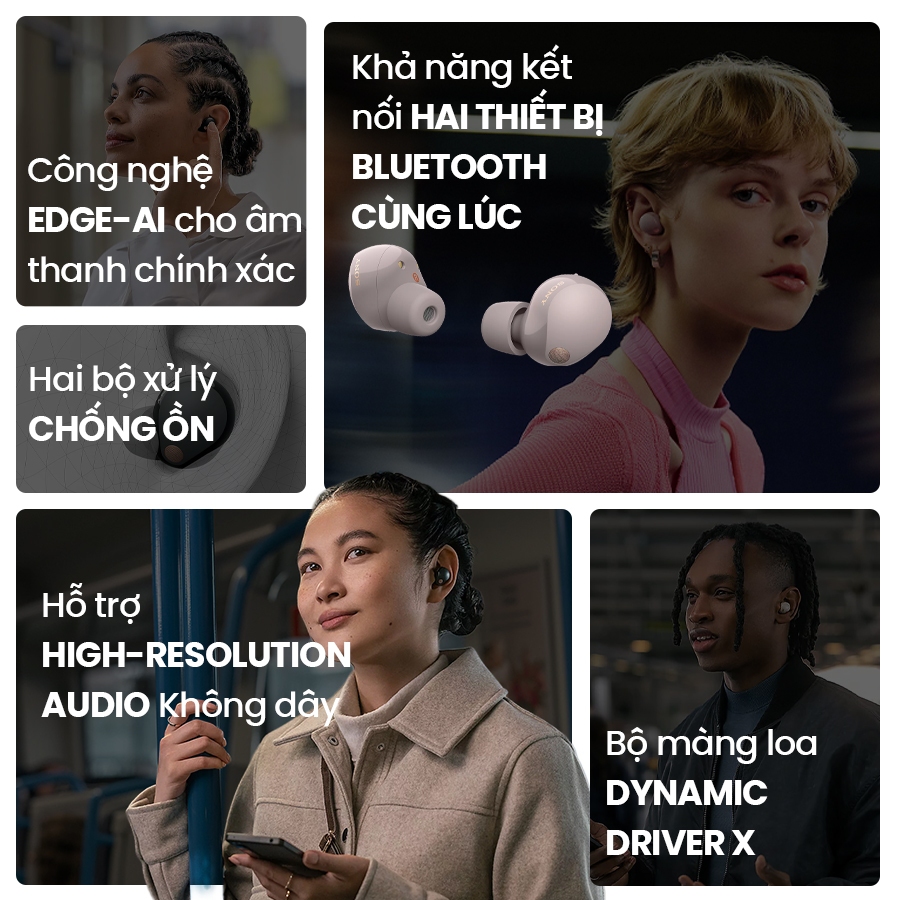 Tai nghe bluetooth Sony WF-1000XM5 chip V2, chống ồn chủ động ANC, kháng nước IPX4, thiết kế nhỏ gọn | BigBuy360 - bigbuy360.vn