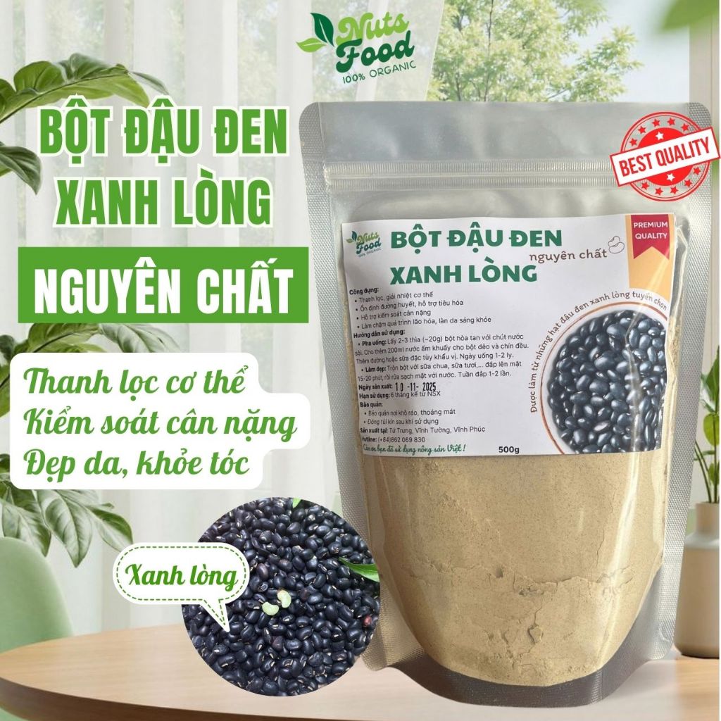 Bột Đậu Đen Xanh Lòng Nguyên Chất Nuts Food Rang Chín Xay Mịn - Thanh Nhiệt, Giải Độc, Đẹp Da