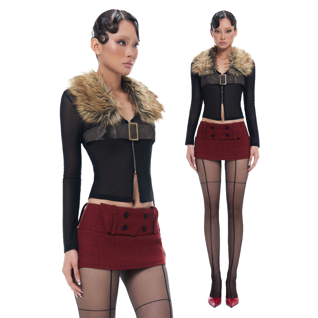 FIREFLY STUDIO - SABLE TOP/ ÁO LƯỚI CỔ LÔNG (THÁO RỜI)