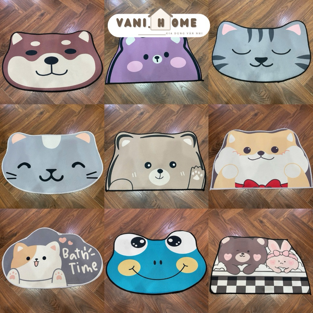 Thảm lau chân 3D hình thú vui nhộn decor nhà - Thảm chùi chân hình Gấu dễ thương decor phòng ngủ chấ
