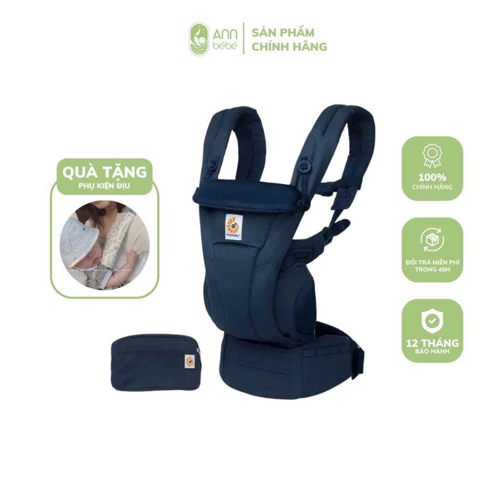 [CHÍNH HÃNG] Địu Em Bé Trợ Lực Thoáng Mát ERGOBABY OMNI DELUXE COTTON - Màu MIDNIGHT BLUE | ANNBEBE
