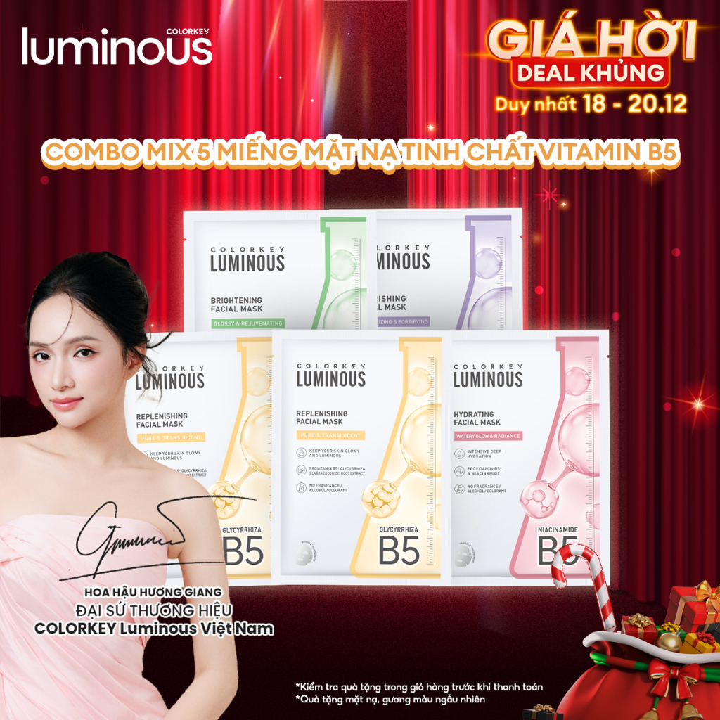 [COMBO MIX] - 5 Miếng Mặt Nạ Tinh Chất Vitamin B5 COLORKEY LUMINOUS Hỗ Trợ Dưỡng Sáng, Cấp Ẩm 25ml/miếng | BigBuy360 - bigbuy360.vn