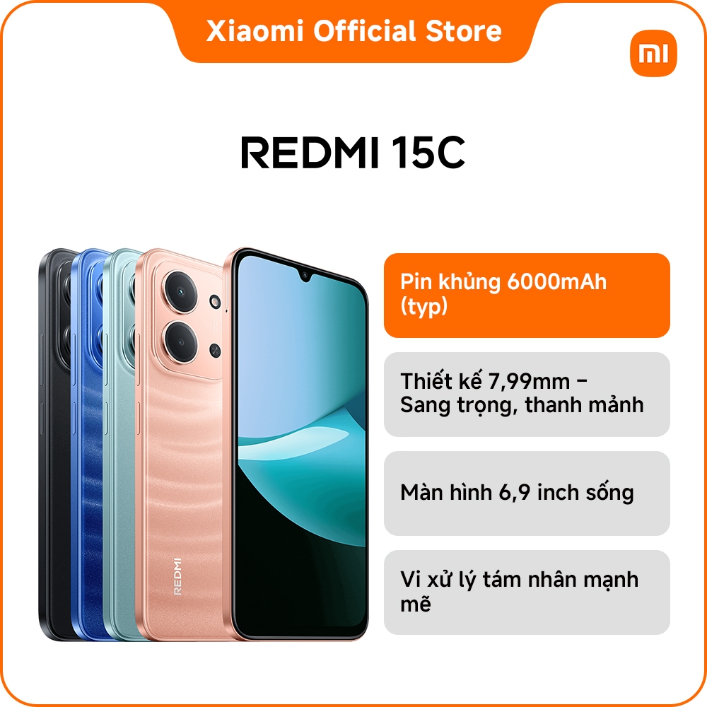 Redmi 15C (4+128G | 6+128G) | Pin khủng 6000mAh (thông thường) | Màn hình 6,9 inch sống động | BigBuy360 - bigbuy360.vn