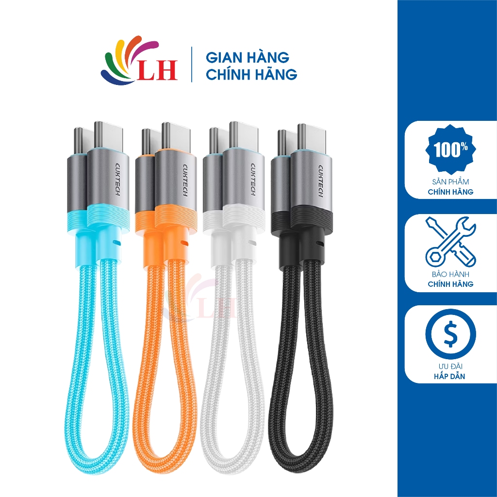 Cáp USB Type-C to Type-C Cuktech 6A 15cm 240W CTC615S - Hàng chính hãng