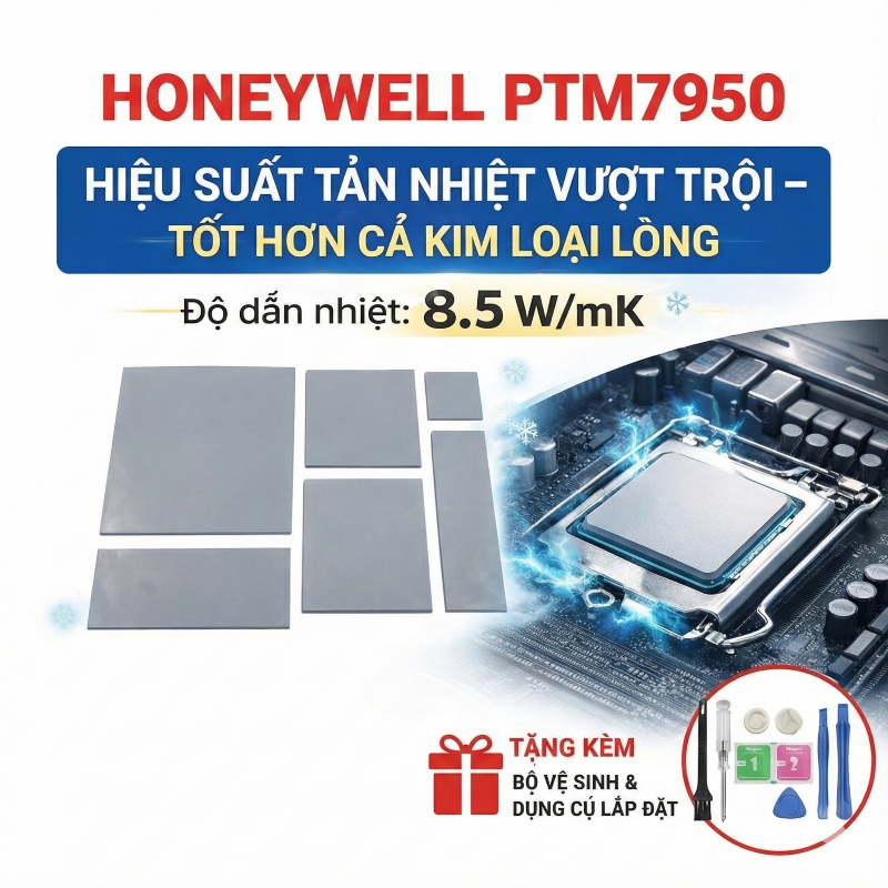 Honeywell PTM7950 Thermal Pad – Tấm dán tản nhiệt CPU GPU Laptop, độ dẫn nhiệt 8.5 W/mK