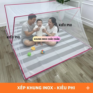  Mùng khung xếp inox tự bung gấp gọn thông minh - mùng ngủ chống muỗi người lớn gấp gọn Kiều Phi 