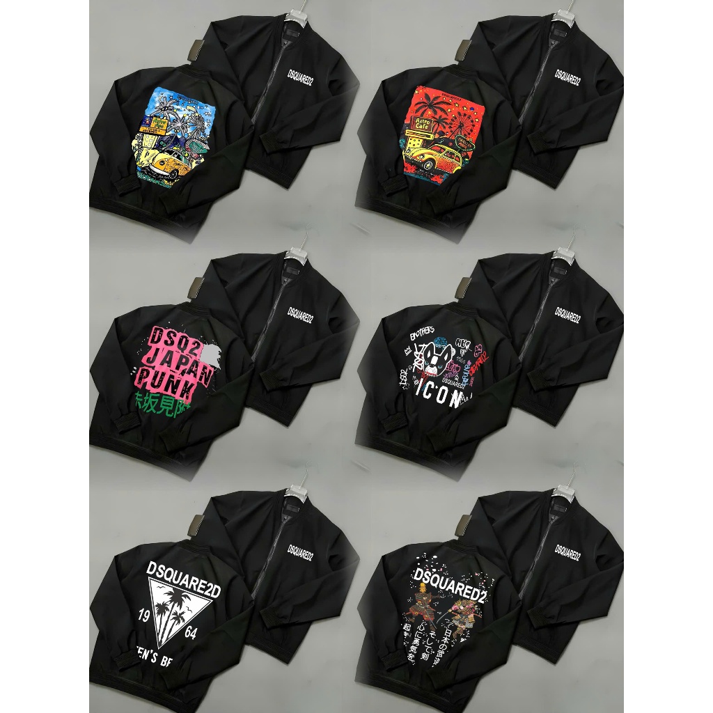 [TỔNG HỢP] Áo Khoác Gió DSQ Nam Nữ Hotrend. Áo Bomber 2 Lớp Mix Bo Gân Thời Trang, Chất Gió Đẹp Giúp Cản Gió Giữ Ấm Tốt.