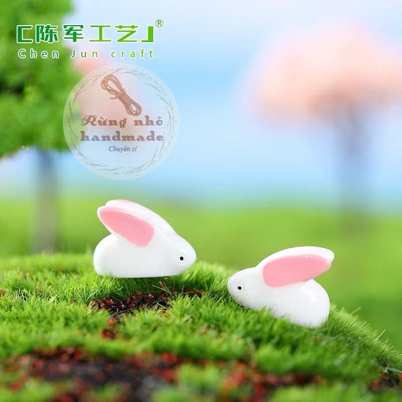 Thỏ Trắng Tai Hồng Mini Ngây Thơ - 5 con, Làm Phụ Kiện Trang Trí Tiểu Cảnh, 𝐓𝐞𝐫𝐫𝐚𝐫𝐢𝐮𝐦
