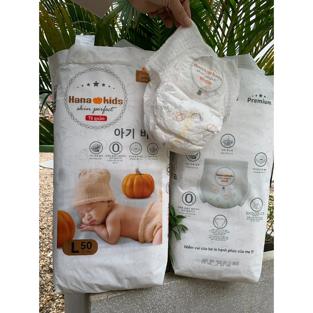 Bỉm quần Hanakids/Hanakiss gold hữu cơ công nghệ Hàn chống hăm cho bé 50-100-150 miếng tùy chọn