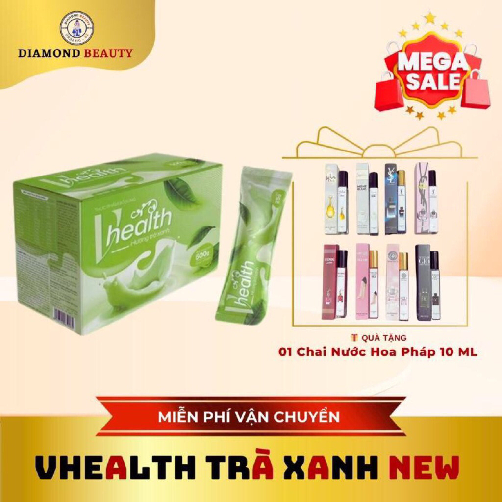 [Chính hãng] - Vhealth vị trà xanh thơm mát hộp 20 gói