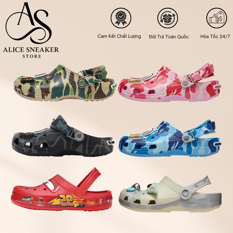 Dép Clog x Bape x Crocs Classic Clog ABC Camo Cực Hot Full Box
