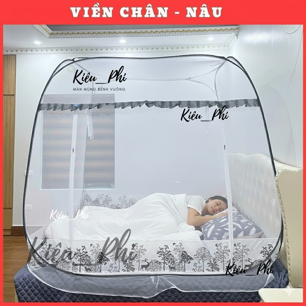 Màn chụp tự bung gấp gọn khung vuông – mùng ngủ chống muỗi cao cấp cho người lớn Kiều Phi